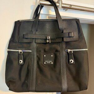 HENRI BENDEL Jetsetter Three Way Tote/Shoulder/Backpack Black Nylon Leather